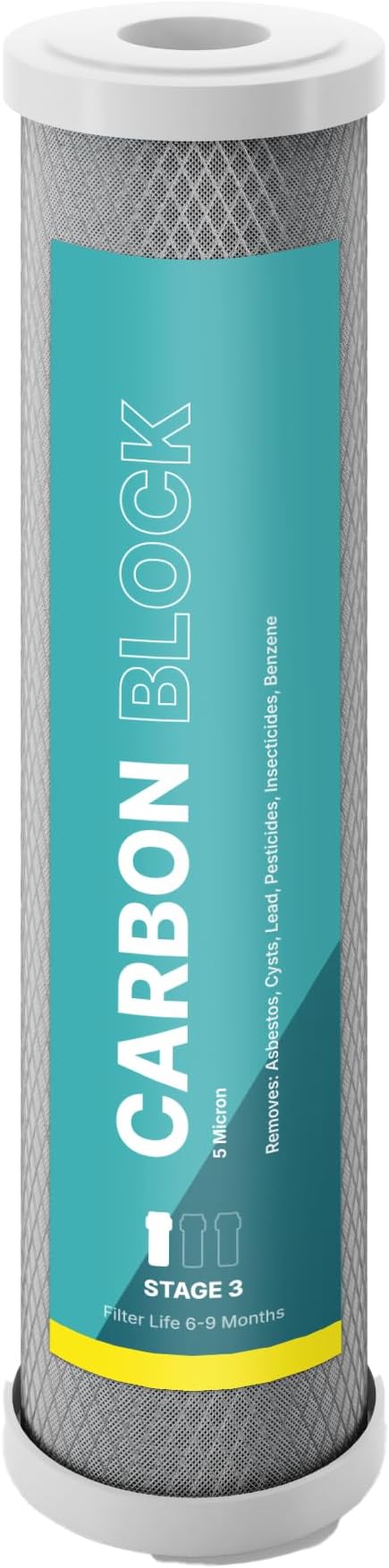 NU Aqua Reverse Osmosis Carbon Block Filter 10 Inch Replacement - 5 Micron Universal RO Water Filtration System Cartridge - 8 Pack of Premium Filters
