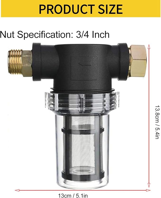 Garden Hose Filter for Pressure Washer Inlet Water, Sediment Filter Attachment,100 Mesh Screen,with 1Extra 100 Mesh, 4PCS O-Ring and 4PCS Filter Hose Washer