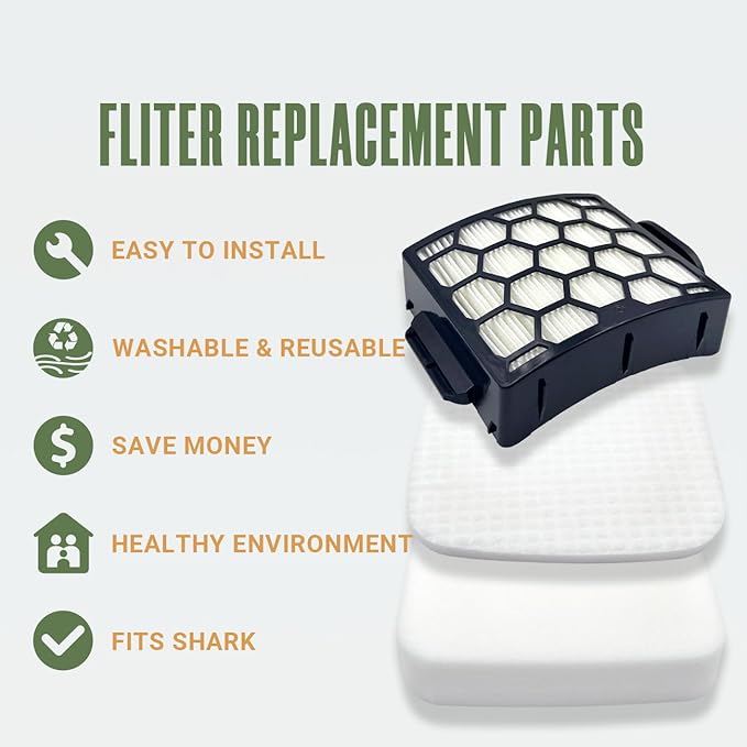 UV850 UV900 Filters Replacement Parts for Shark Lift-Away DuoClean Upright Vacuum,Parts #XHF320 & XFFK602UKT,2 HEPA Filters+4 Foam&Felt Filters