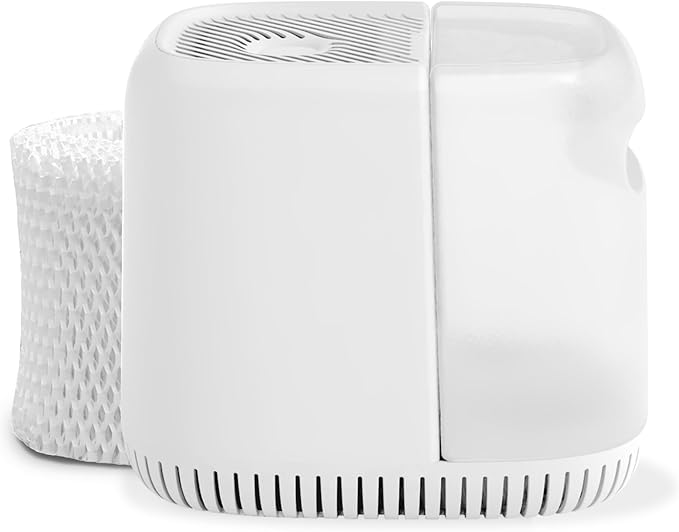 Canopy Bedside Evaporative Humidifier - 36 HR Run Time, 2.5L Capacity - No Mist - Help Alleviate Symptoms of Allergies, Flu, Cold, Dry Skin Includes Humidifier, Unwind Aroma, Filter - White