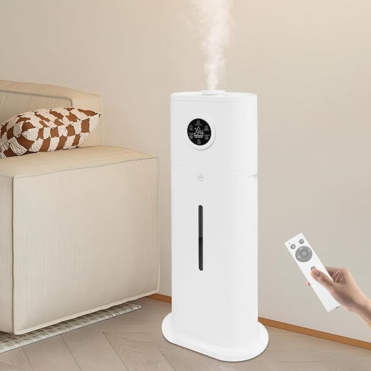 Smart Humidifier for Bedroom Large Room, 12L/3.17Gal Ultrasonic Cool Mist Humidifier with LCD Touch Screen & Remote Control 150W Top Fill Cool and Warm Mist Ultrasonic Floor Humidifiers