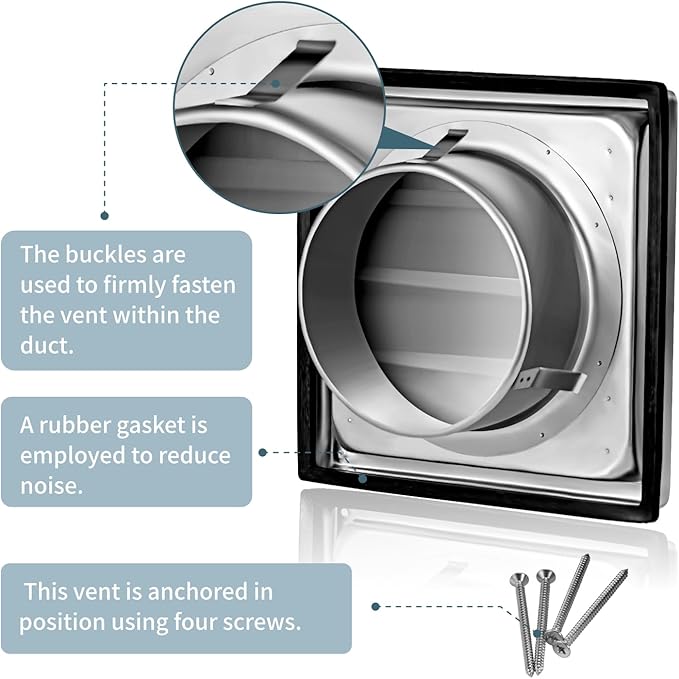 4/5/6-Inch Dryer Vent Cover Outdoor for House, Exhaust vent Wall Vent Outside (Louvered design 6-Inch)