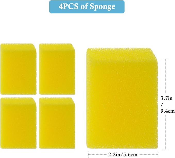 4PCS Aquarium Filter Sponge Replacement for 15W-210GPH Aquarium Filter, Aquarium Biochemical Sponges for Replacement