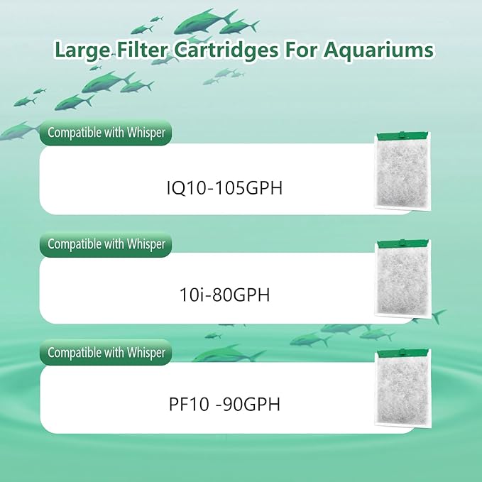 9-Pack Aquarium Filter Cartridge Compatible with Whisper Power Filters,Medium Replacement Filter Cartridges for 10i IQ10-105GPH