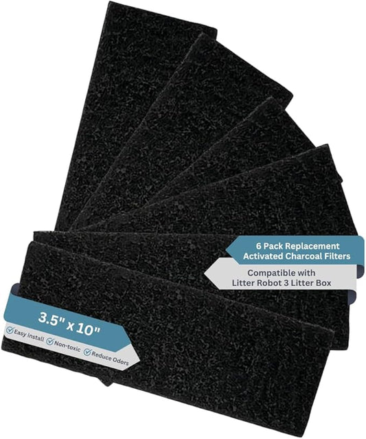 Fresh Headquarters 6Pack Activated Carbon Filters – Compatible with Litter Robot 3 Cat Litter Box – Eliminates Odors & Installs Easily - Made in USA