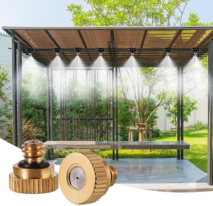 20 Pack Brass Misting Nozzles with 20Pc Brass Misting Nozzles O Ring,Heavy Duty Misting Nozzle 0.02" Orifice (0.5 mm)10/24 UNC for Outdoor Cooling System Dust Control