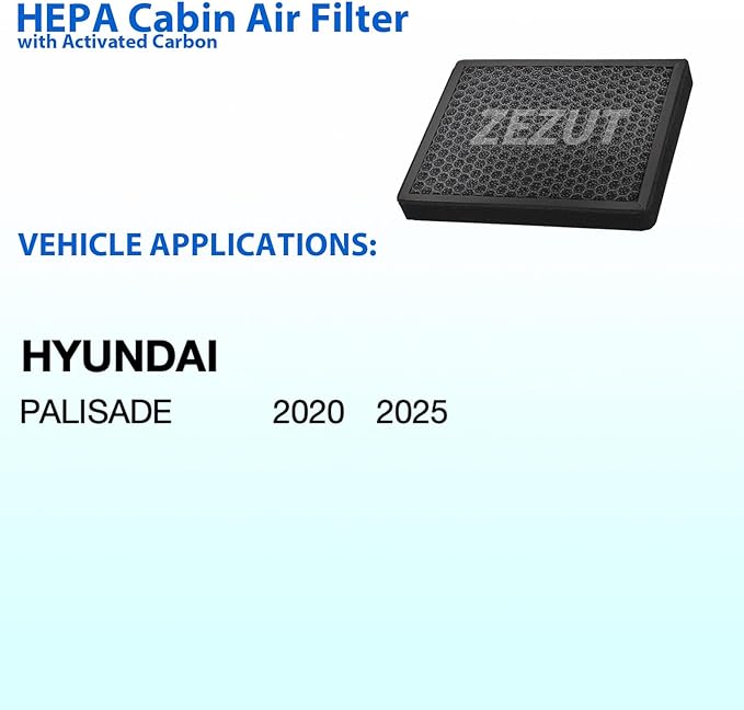 Cabin Air Filter - Fits 2020-2025 Hyundai Palisade | Honeycomb Structure, Durable with Activated Carbon Beads (1 Pack)