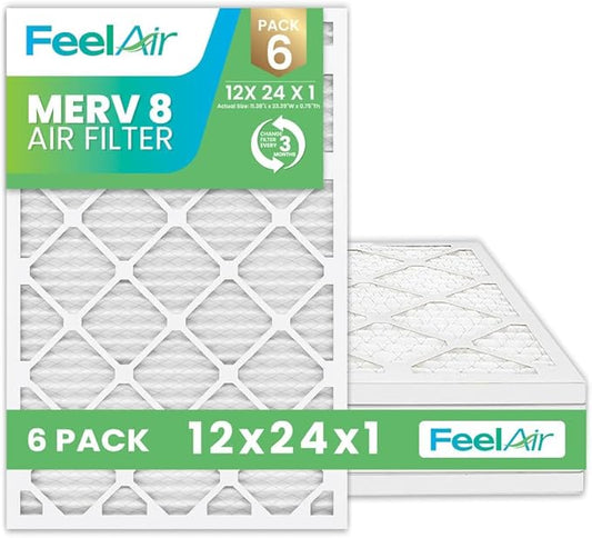 Air Filters 12x24x1 MERV 8, MPR 600, Air Filter (6 Pack)