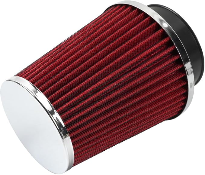 Clamp-On Cold Air Intake Filter, High Performance, Washable Filter, Replacement Air Filter, Flange Diameter 3inch/76mm Red