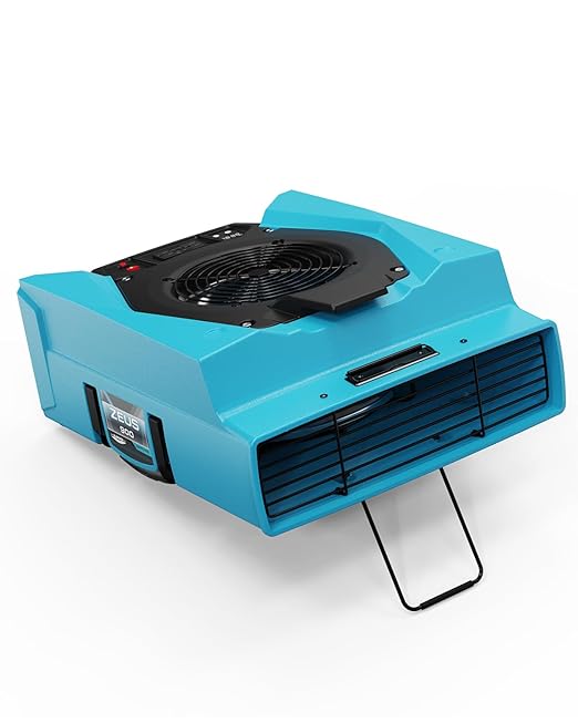 ALORAIR Zeus 900 Air Mover Commercial Blower for Carpets, Walls, Plumbing Use, Variable Speed Floor Blower Fan, 950 CFM with 1.8 Amps, Circuit Breaker Protection,on-Board Duplex GFCI, Blue