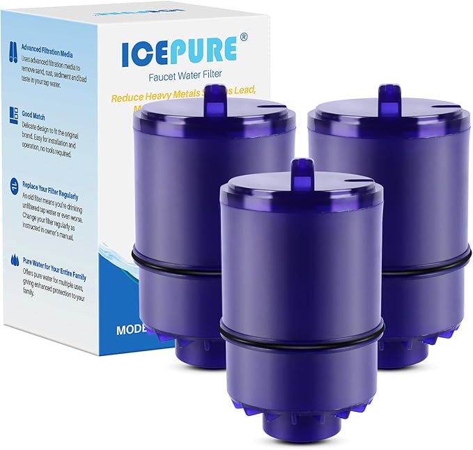 ICEPURE Heavy Metal Reduction Faucet Filter Replacement for Pur® Plus RF9999®, All PUR Faucet Filtration Systems, Removes Lead, Mercury, Chlorine, Fits FM-2500V, FM-3700, Advanced Faucet Mounts, 3PACK