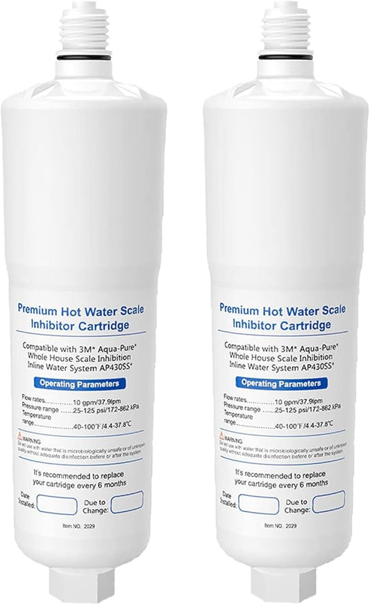 2 Pack AP431 Cartridge, Replacement for Aqua-Pure Whole House Scale Inhibition Inline Water System Helps Prevent Scale AP430SS -Replacement Cartridge