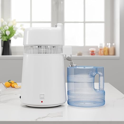 GarveeHome Water Distillers for Home Countertop, 1.5Gal/6L Stainless Steel Distilled Water Machine with Glass Container, 750W Desktop Drinking Purifier Filter Distilling Kit