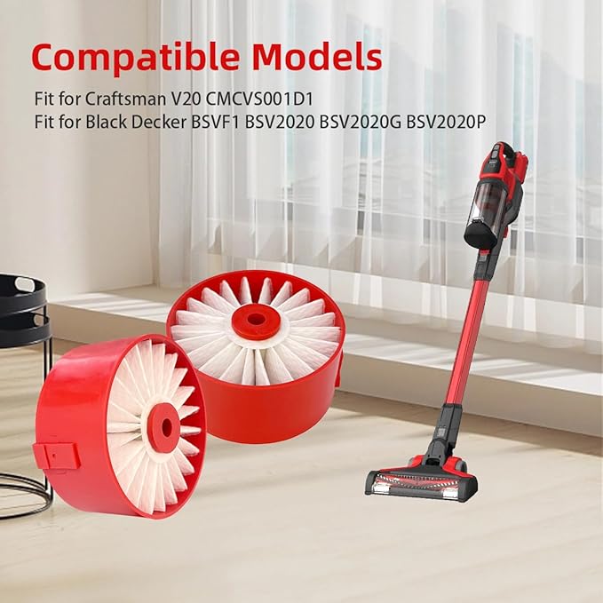 4 Pack N858184 HEPA Filters Replacement Compatible with Craftsman V20 Cordless Stick Vacuum CMCVS001D1, Vacuum Filter Fits for Black Decker BSVF1 BSV2020 BSV2020G BSV2020P Vacuum Cleaner