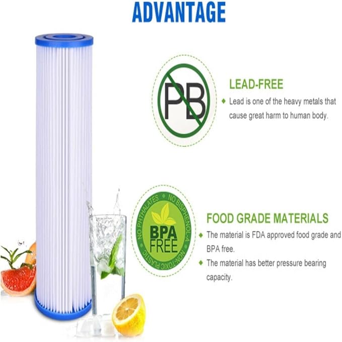 CFS – 4 Pack Water Filter Cartridges Compatible with EQ-PFC.35 Models – Remove Bad Taste & Odor – Whole House Replacement Water Filter System, White