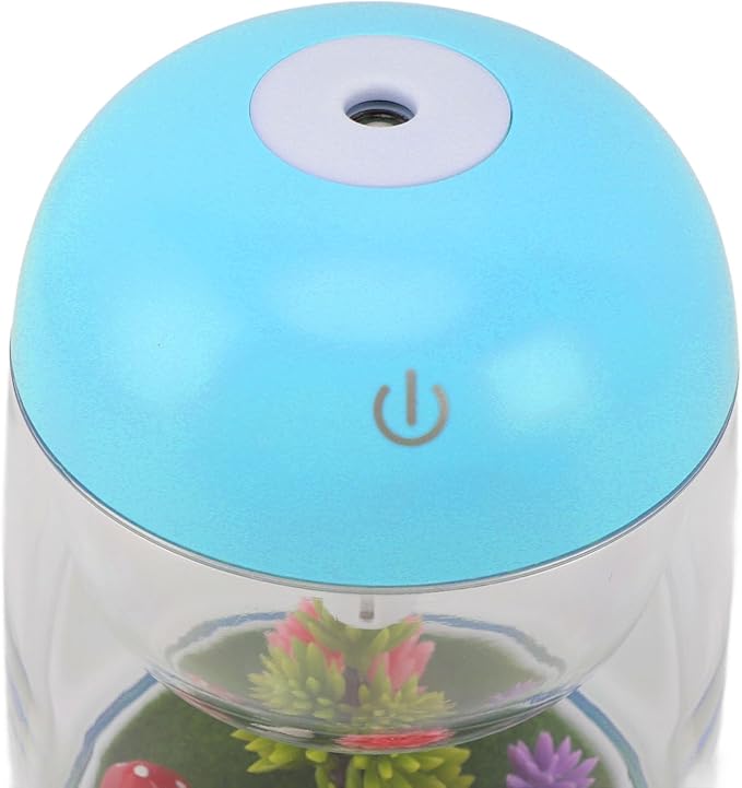 Cute Mushroom Humidifier 2in1 Essential Oil Diffuser Ultrasonic Desk Humidifier Quiet Mini Humidifier for Bedroom Office Car (Blue)