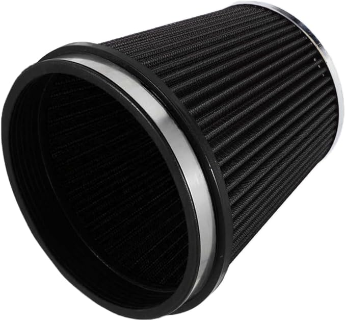6" Inlet Cold Air Intake Filter Cone Replacement Performance Washable Clamp-On Dry Air Filters Black (6" Tall)