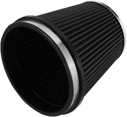 6" Inlet Cold Air Intake Filter Cone Replacement Performance Washable Clamp-On Dry Air Filters Black (6" Tall)