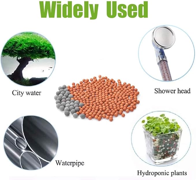 Filtration Stone Beads Filter for Filtered Shower Head, Mineral Stone Bead Balls for Purifying Water (Red Gray)