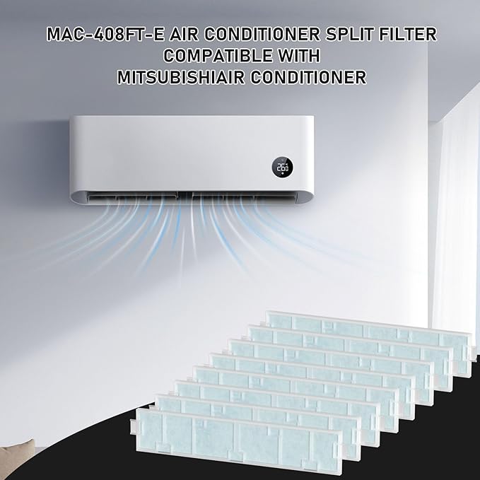 Carmerny MAC-408FT-E Filter Replacement Compatible with Mitsubishi MAC-408FT-E Air Conditioner, Filter for Optimal Air Filtration, Pack of 8