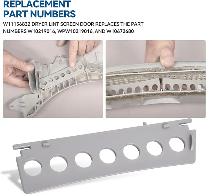 2 pack W11156832 Dryer Lint Screen Door Compatible with Whirlpool，Maytag, Amana，BSG17BVANA0,BSG17B6ANA0,WED94HEXW1,WED95HEXL1,Replaces W10219016,WPW10219016,W10672680