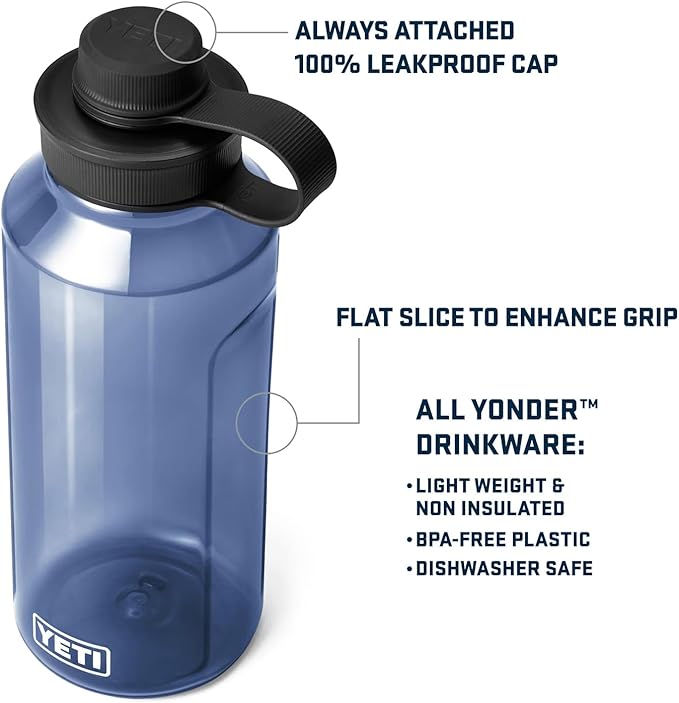 YETI Yonder Water Bottle with Yonder Tether Cap, Lightweight, Leakproof and BPA-Free