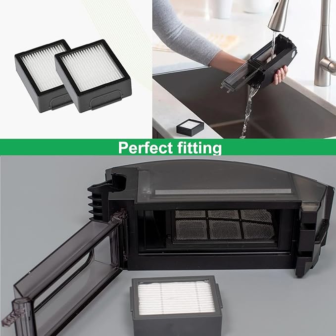 Fuyoda Replacement Parts for irobot Roomba i,e&j Series,i3 i3+ i4 i6 i6+ i7 i7+ i8 i8+ E5 E6 E7 Vacuum Cleaner,Replenishment kits Accessories 1 Set Rubber Brushes,4 HEPA Filters,4 Side Brushes