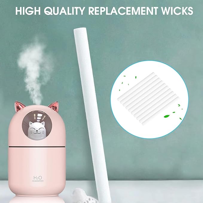 Filter Cotton Sticks, 10Pcs Mini Portable Humidifier Diffuser Cotton Sticks Filter Replacement USB Humidifier Replacement Sponges Refill Stick