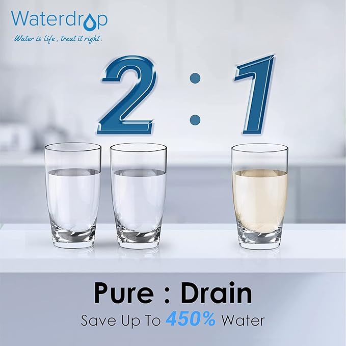 Waterdrop D6 Reverse Osmosis Water Filter, 600 GPD Under Sink Reverse Osmosis System, Reduce PFAS, 2:1 Pure to Drain, Tankless RO Water Filter System, Smart LED Faucet, Easy Installation