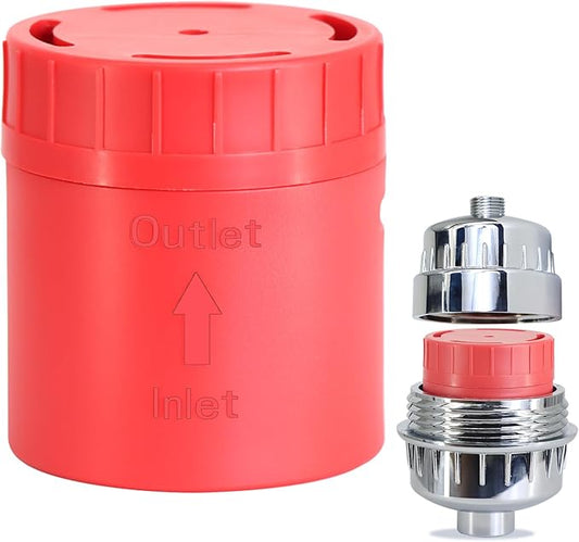 Long-Lasting Universal Shower Filter Replacement Cartridge–Fit Well-Known Shower Head Filters, Efficiently Remove Chlorine, Heavy Metals, Infused with Vitamin C Strawberry Scent （1 Pack）