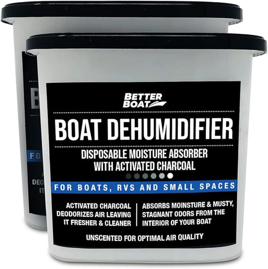 Moisture Absorber and Boat Dehumidifier, Charcoal Odor Remover for Damp Smell and Humidity, Unscented and Fragrance-Free, 2 Pack, Ideal for Basement, Closet, Home, RV, or Boating, No Refill Needed