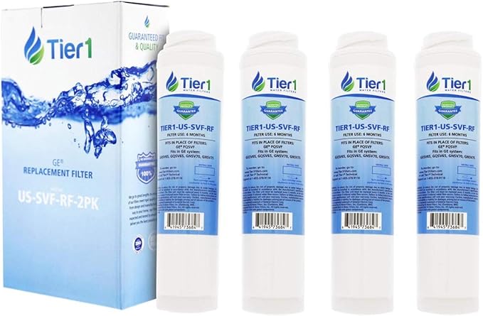 Tier1 Undersink Water Filter Replacement for GE FQSVF, GXSV65, GNSV70, GNSV75 - Carbon Block Media Reduces Chlorine and Other Water Contaminants - 4 Pack