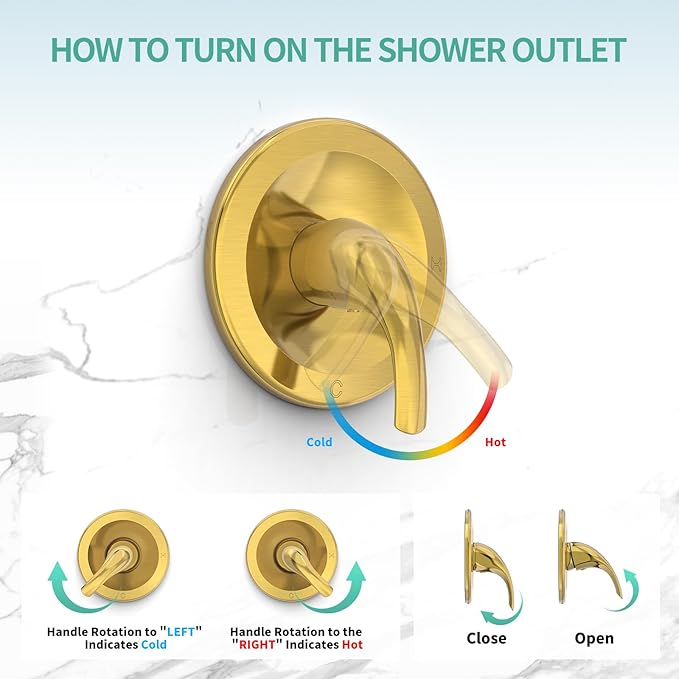 SR SUN RISE 5-Spray Dual Shower Head Cmbo Tub Faucet Set 3-Way Shower Head and Hand Held Shower Tub Faucets Sets Complete Single-Handle Tub and Shower Trim Kit, Brushed Gold (Valve Include）
