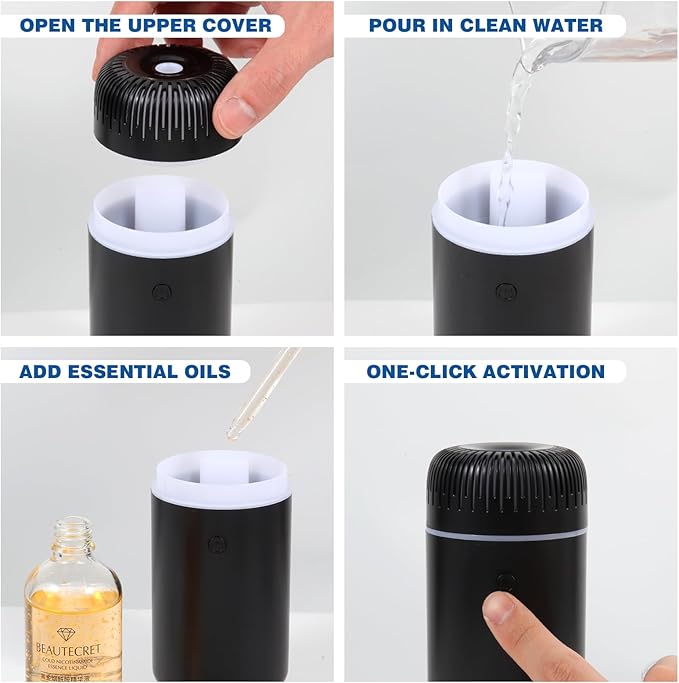 Generic Car Humidifier Aromatherapy Essential Oil Diffuser USB Mist Mini Portable for Car Home Office Bedroom, 100ML, Black