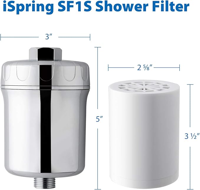 iSpring FSF1 15-Stage Universal Shower Filter Replacement Cartridge, Removes Chlorine, Sediment, Heavy Metal, and Odor, Improves Conditions of Skin, Hair, and Nails, High Output No Clog, White