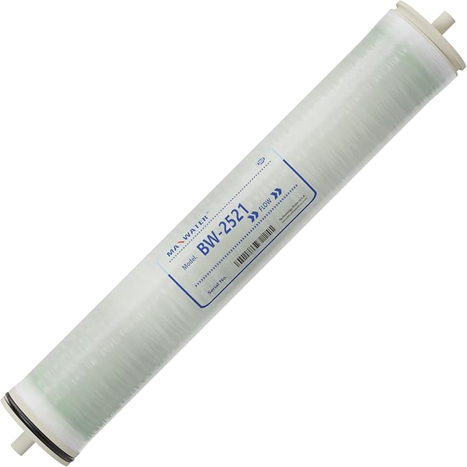 Max Water 2.5 x 21 BW-2521 RO Membrane Element- Brackish Water RO 350 GPD for Desalination, Commercial, Agricultural, and Whole House Reverse Osmosis - Compatible with M-T2521A, BW-2521