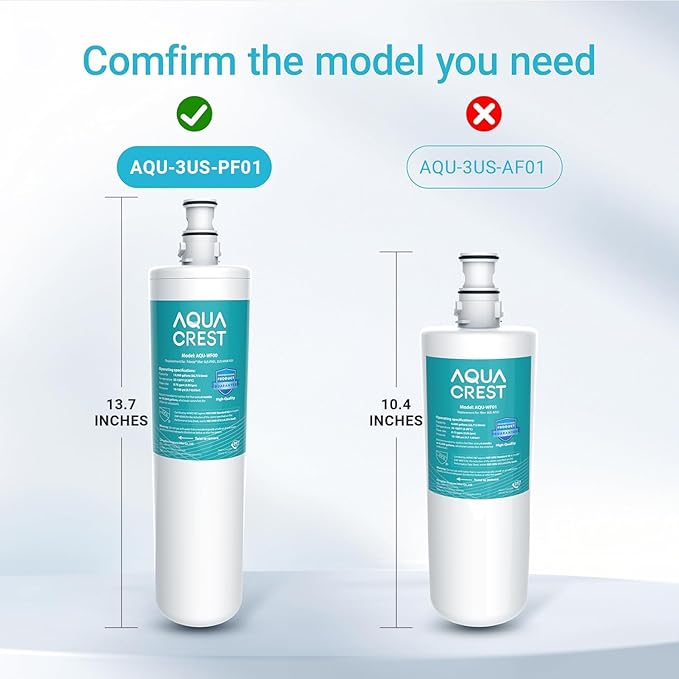 AQUA CREST 3US-PF01 3US-MAX-F01 Replacement Filter, NSF/ANSI 42 Certified Replacement for Filtrete® 3US-PF01, 3US-MAX-F01, 3US-PS01, Delta RP78702, Manitowoc K-00337, HF20 HF25 HF27 Water Filter