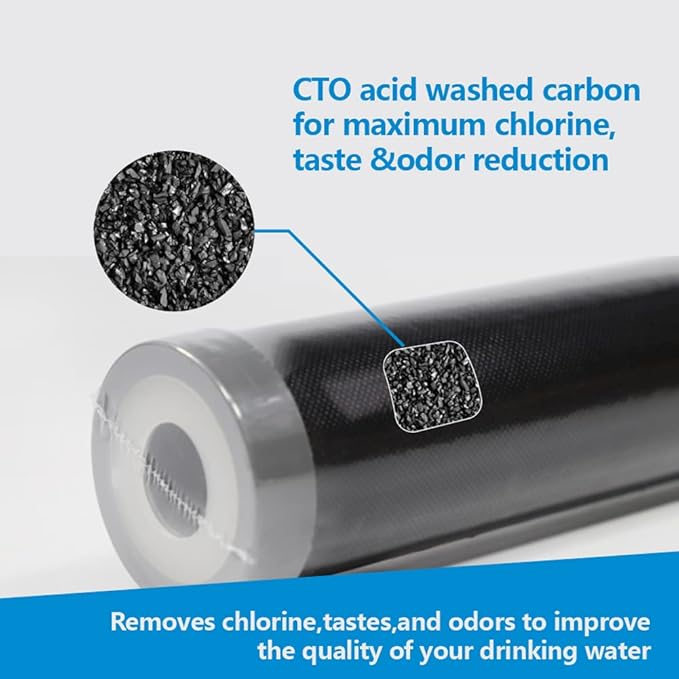 ActivatedCarbon Water Filter Coconut Shell CTO Cartridge, Carbon Block for Drinking Water Filter replacement, 2.5 x 10