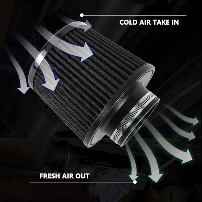 muge racing Universal 3 Inch 76mm Air Intake Filter Replacement Cone Air Filters Quality Dry Air Filter