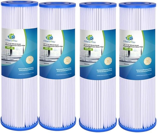 CFS – 4 Pack Pleated Polyester Water Filter Cartridges Compatible with W34-PR, WC34-PR, WVC34, Pentek R30 Models – Remove Bad Taste & Odor – Replacement Filter Cartridge – 5 Micron – 9-3/4" x 2-5/8"