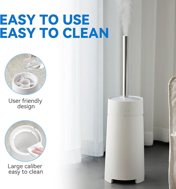 Humidifiers for Bedroom, 5L Quiet Humidifiers for Large Room with Timer, 360°Nozzle, 3 Speed Ultrasonic Cool Mist Humidifier with Humidistat, Suitable for Baby Home Adults Plants (White)