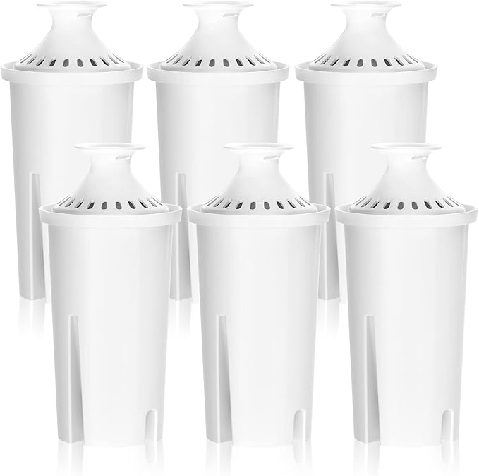 Replacement Water Filter for Pitchers and Dispensers, 6-Pack, Compatible with Brita® Classic 35557, OB03, Mavea® 107007, BPA-Free.