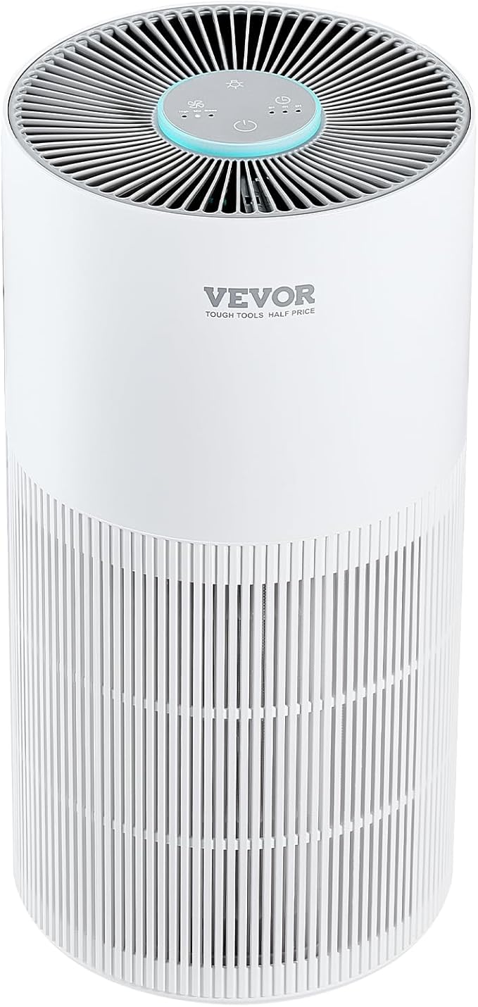 VEVOR Air Purifier for Bedroom Home, H11 HEPA Layer, 1100 ft²/h Smart Air Purifier with Speed Control & Child Lock Guard, Efficient Air Cleaner with Convenient Touch Panel & 25 dB Sleep Mode