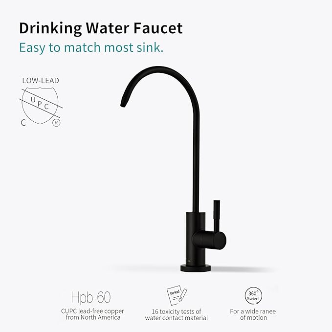Drinking Water Faucet - Stainless Steel 304, Fits Most RO Units or Water Filtration Systems, Non-Air Gap