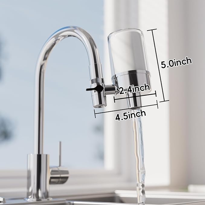 iSpring Faucet Water Filter DF2-CL for Kitchen, Bathroom, or RV Sink, 500 Gallons Long Life, Clear with Aerator