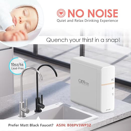 Frizzlife GX99 Water Purification Unit - 0.01 Micron Ultra Filtration, Integrated Waterway Design, Twist To Replace & DIY Install, Fast Water Flow & No Power Required