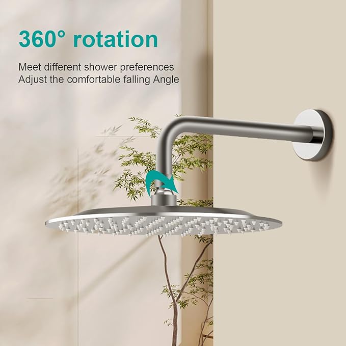 All Metal Rain Shower Head - Heavy Duty Stainless Steel, Easy Install, High Water Flow, Ultra-Thin Modern Design for Bathroom (Chrome, 10)