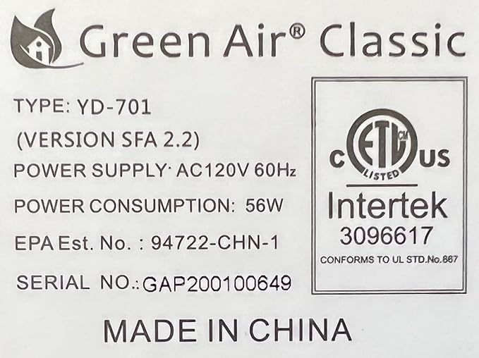 Green Air Classic Air Purifier Ozone Generator