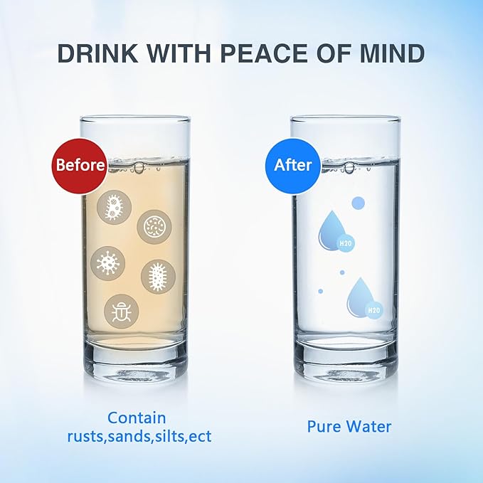 BLUERISE 5 Micron 10" x 4.5" Water Filter Replacement Whole House Sediment Home Water Filter Replacement Cartridge Ro Sediment Filter Easy Installation Fits Any 10" Reverse Osmosis Unit（pack of 2）