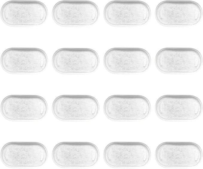 16 Pack Replacement Filters for Cat/Dog Water Fountain - Stainless Steel, 67oz/2L Adjustable Water Flow, Super Quiet